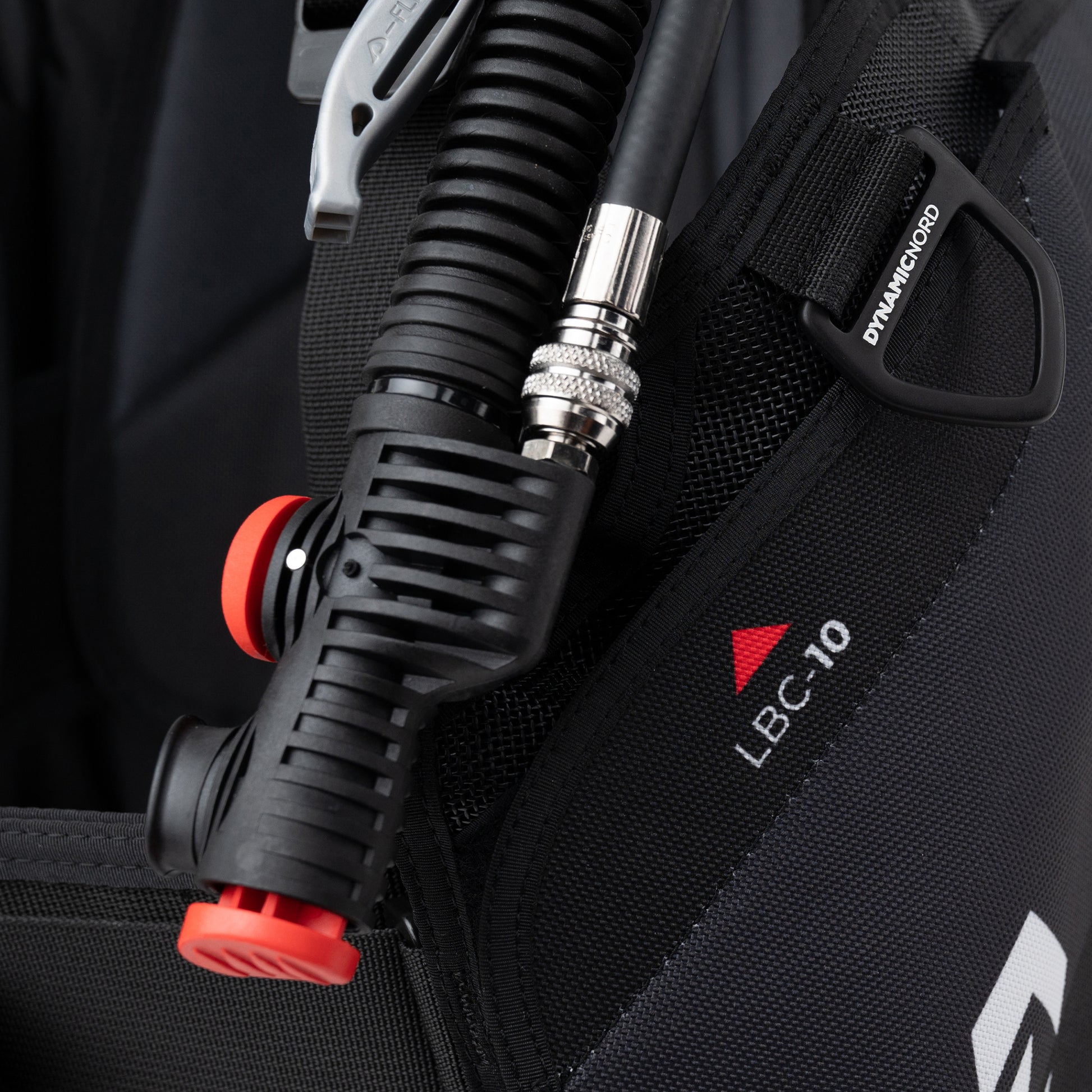 Close-up of a diving BCD Inflator 