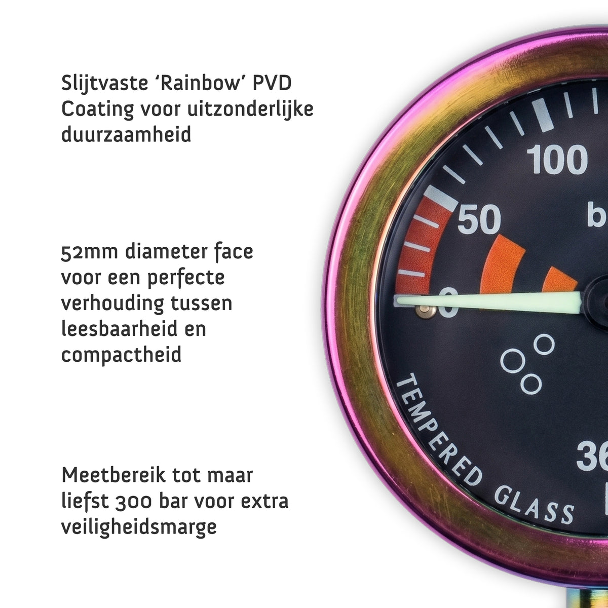Atlantis Tech Pressure 52mm - RAINBOW PVD Manometer