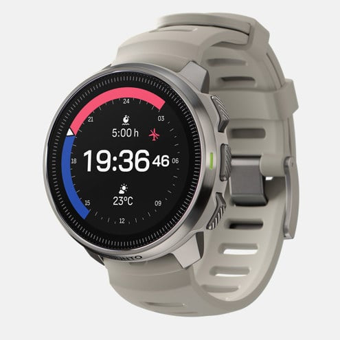  Suunto Ocean dive computer with different display screens, showcasing features such as sport modes, underwater tracking, and GPS functionality.